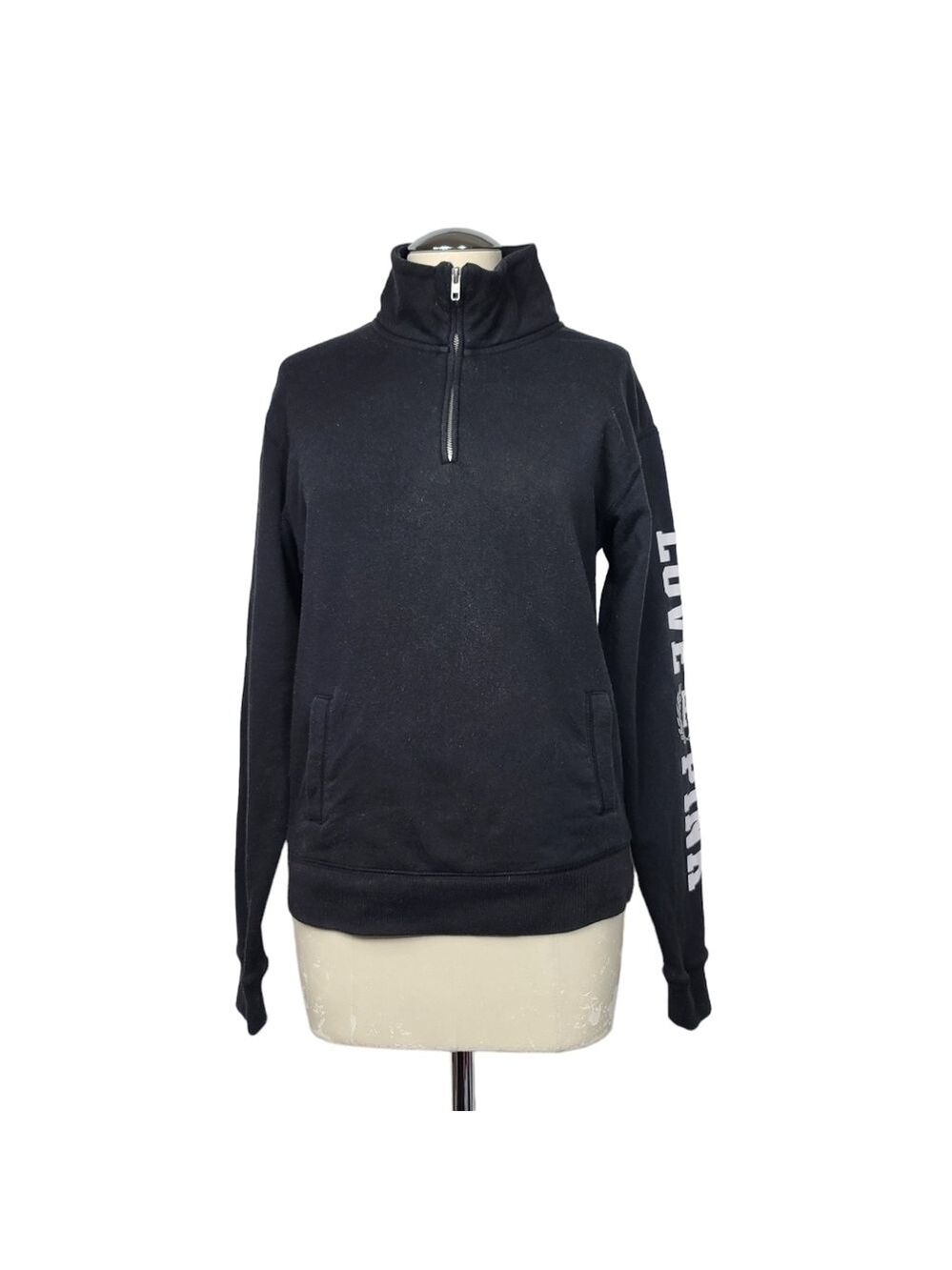 Pink Victoria's Secret Black White Half Zip Sweatshirt XS